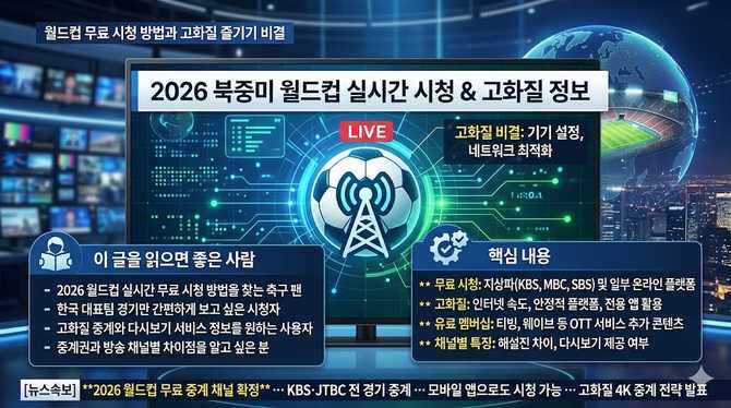 월드컵 무료 시청 방법과 고화질 즐기기 비결