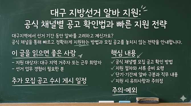 대구 지방선거 알바 지원, 공식 채널별 공고 확인법과 빠른 지원 전략