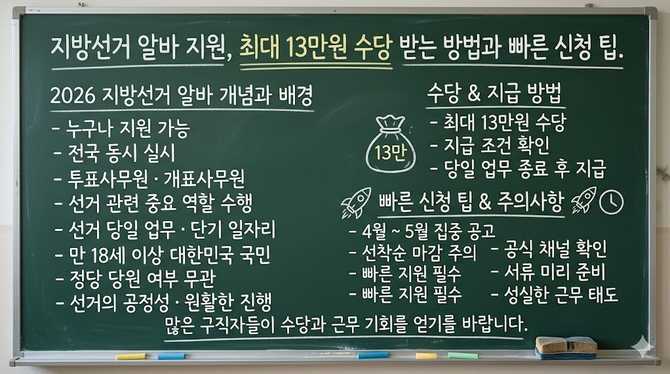 지방선거 알바 지원, 최대 13만원 수당 받는 방법과 빠른 신청 팁