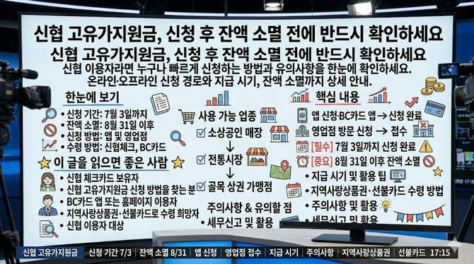 신협 고유가지원금, 신청 후 잔액 소멸 전에 반드시 확인하세요