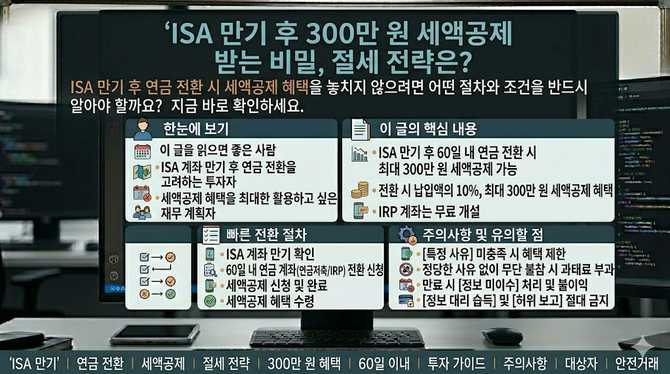 ISA 만기 후 300만 원 세액공제 받는 비밀, 절세 전략은?