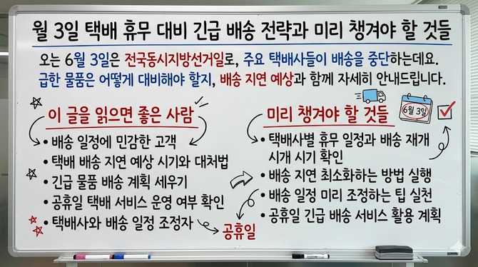 월 3일 택배 휴무 대비 긴급 배송 전략과 미리 챙겨야 할 것들