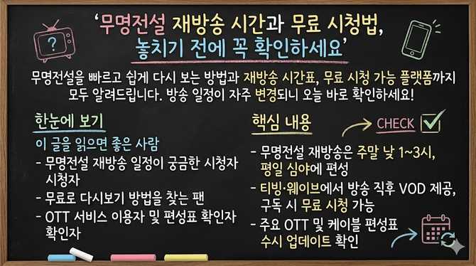 무명전설 재방송 시간과 무료 시청법, 놓치기 전에 꼭 확인하세요