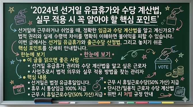 년 선거일 유급휴가와 수당 계산법, 실무 적용 시 꼭 알아야 할 핵심 포인트
