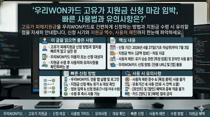 우리WON카드 고유가 지원금 신청 마감 임박, 빠른 사용법과 유의사항은?