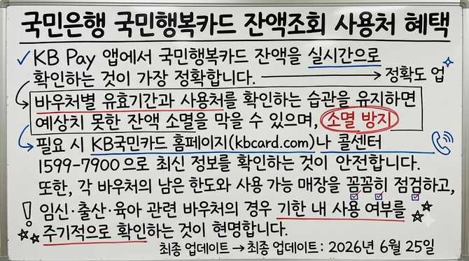 국민은행 국민행복카드 잔액조회 사용처 혜택