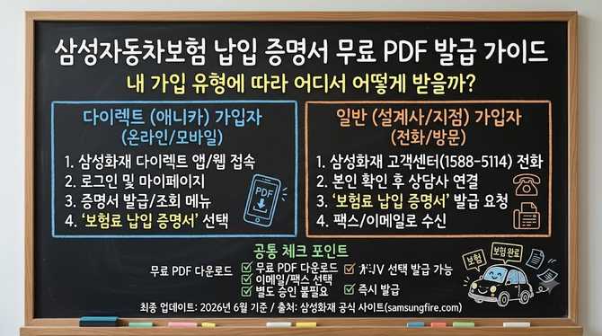 삼성자동차보험 납입 증명서, 내 가입 유형에 따라 어디서 어떻게 무료로 PDF 받을까?