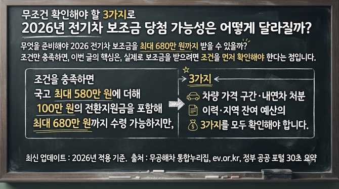 무조건 확인해야 할 3가지로 2026년 전기차 보조금 당첨 가능성은 어떻게 달라질까?