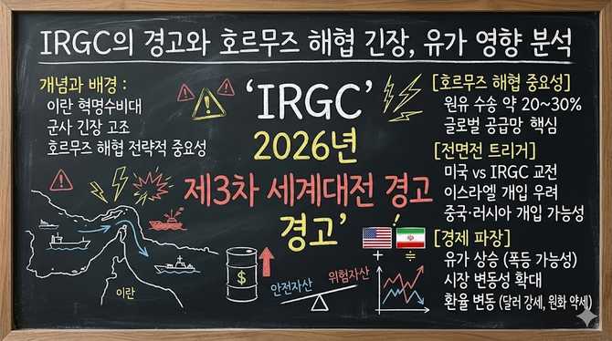 IRGC의 2026년 제3차 세계대전 경고와 호르무즈 해협 긴장, 유가 영향 분석