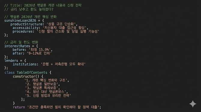2026년 햇살론 개편 내용과 신청 전략: 금리 낮추고 한도 높아졌다?