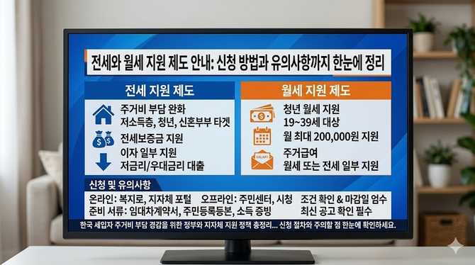 전세와 월세 지원 제도 안내: 신청 방법과 유의사항까지 한눈에 정리