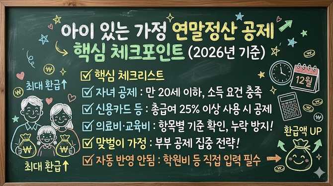 아이 있는 가정 연말정산 공제 핵심 체크포인트 (2026년 기준)