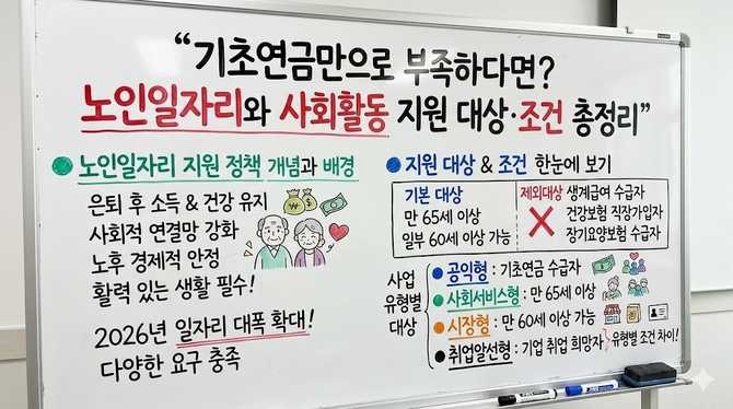 기초연금만으로 부족하다면? 노인일자리와 사회활동 지원 대상·조건 총정리