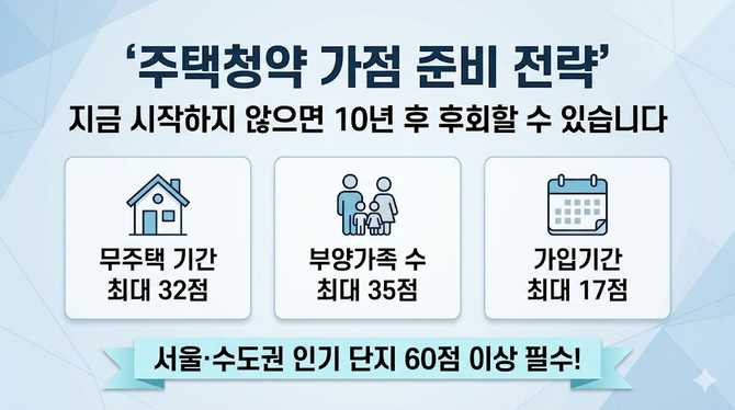 주택청약 가점 준비 전략: 지금 시작하지 않으면 10년 후 후회할 수 있습니다