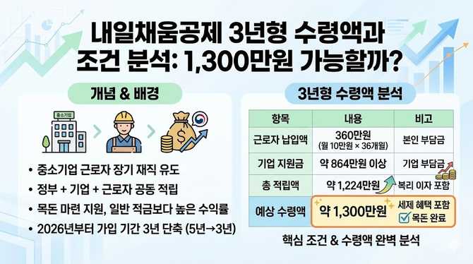 내일채움공제 3년형 수령액과 조건 분석: 1,300만원 가능할까?