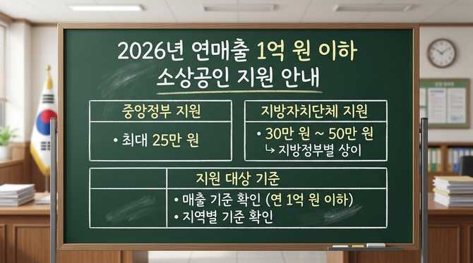 2026년 연매출 1억 이하 소상공인 지원금 실수령액과 조건별 혜택 안내