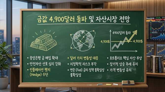 금값 4,900달러 돌파와 글로벌 자산시장 변화 전망