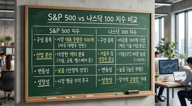 초보 투자자를 위한 S&P 500과 나스닥 100 지수 비교와 선택 가이드