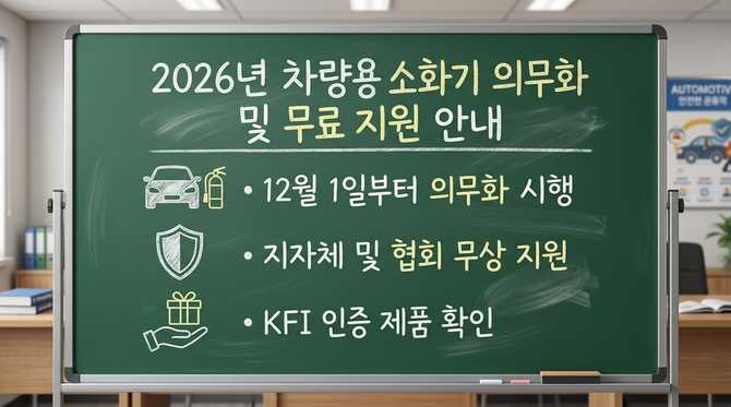 2026년 차량용 소화기 의무화와 무료 지원 방법 안내