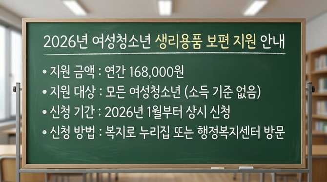 2026년 여성청소년 생리용품 보편 지원 정책과 연 16만8천원 받는 방법