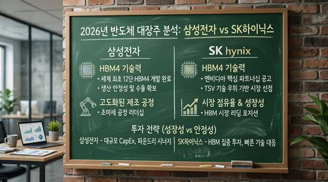 2026년 반도체 대장주 선택 가이드: 삼성전자와 SK하이닉스 비교 분석