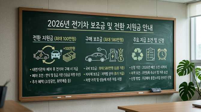 2026년 전기차 보조금 개편과 내연기관차 전환 지원금 상세 안내
