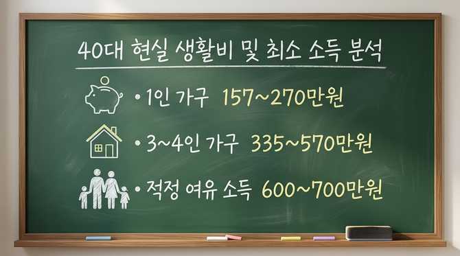 대한민국 40대 생존을 위한 최소 소득 기준과 현실 생활비 분석