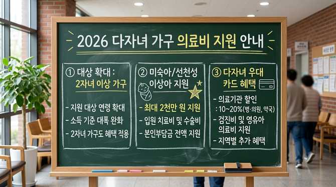 2026년 다자녀가정 의료비 감면 정책 총정리: 확대·지원금액·신청 방법 안내