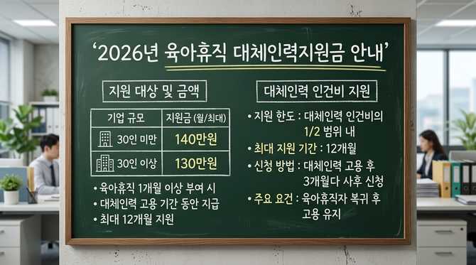 2026년 육아휴직 대체인력지원금 확대와 조건 총정리