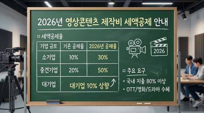 2026년 영상콘텐츠 제작비 세액공제 확대와 세제 혜택 전략