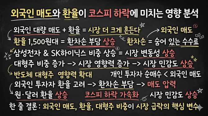 외국인 매도와 환율이 코스피 하락에 미치는 영향 분석
