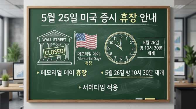 5월 25일 미국 증시 휴장 이유와 재개 시간 안내
