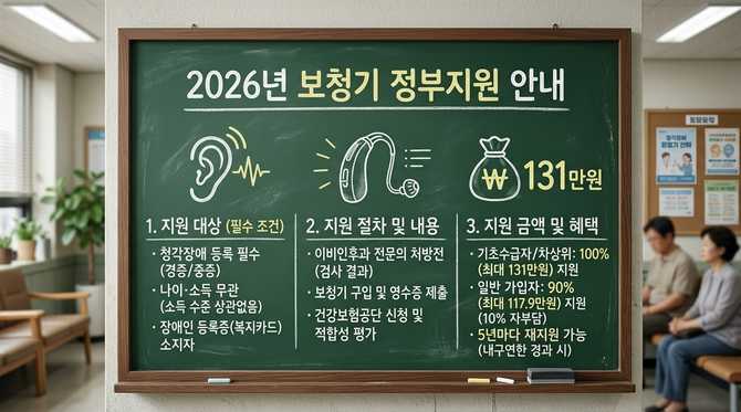 2026년 보청기 정부지원 대상과 신청 방법 총정리, 최대 131만원 지원받기