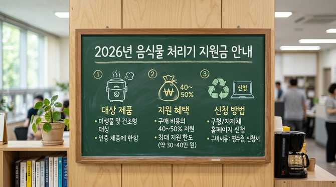 2026년 음식물 처리기 지원금, 비용 지원 정책과 신청 방법 안내