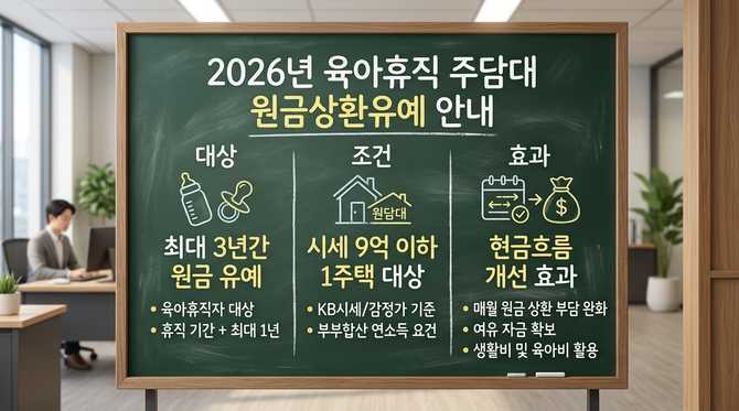 2026년 육아휴직 가구를 위한 주담대 원금상환유예 제도 안내와 현금흐름 개선 전략