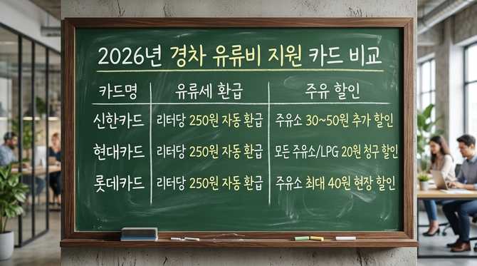 2026년 경차 유류비 지원 카드 비교와 혜택 정리