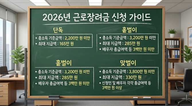 2026년 근로장려금 신청기간과 지급일, 대상 자격 조건 완벽 가이드