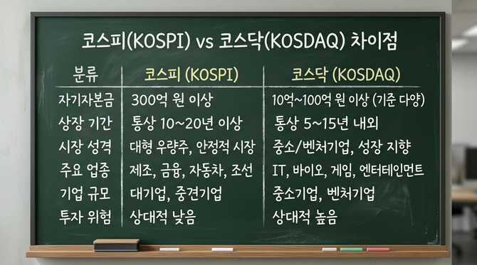 코스피와 코스닥의 차이점과 상장 조건 이해하기