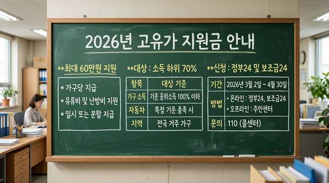 2026년 고유가 지원금 대상과 신청 방법 총정리 — 최대 60만원 지원받기