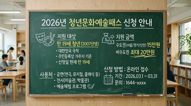 2026년 청년문화예술패스 신청 방법과 지원금 총정리