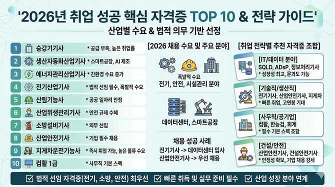 2026년 취업 성공을 위한 핵심 자격증 TOP 10과 전략 가이드