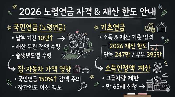 2026년 최신 기준, 노령연금 자격과 재산 한도 안내