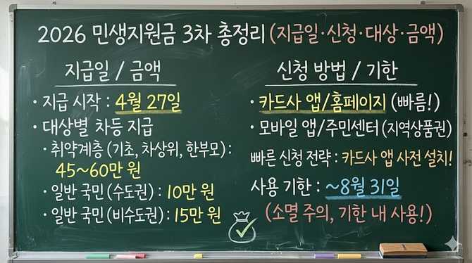 2026년 민생지원금 3차 지급일과 신청 방법, 대상, 금액 총정리