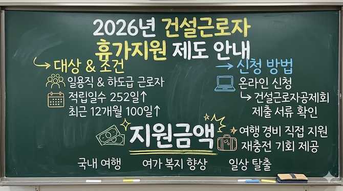 2026년 건설근로자 휴가지원 제도 안내: 조건, 신청 방법, 지원금액