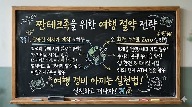 짠테크족을 위한 여행 절약 전략: 항공권 최저가 예약과 환전 수수료 제로 실천법