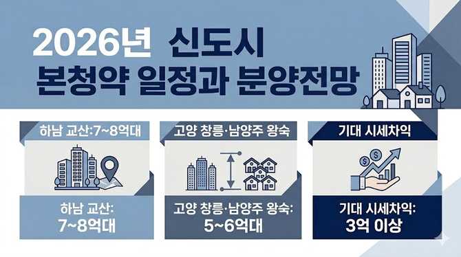 2026년 신도시 본청약 일정과 분양가 전망, 무주택자 로또 단지 TOP 3