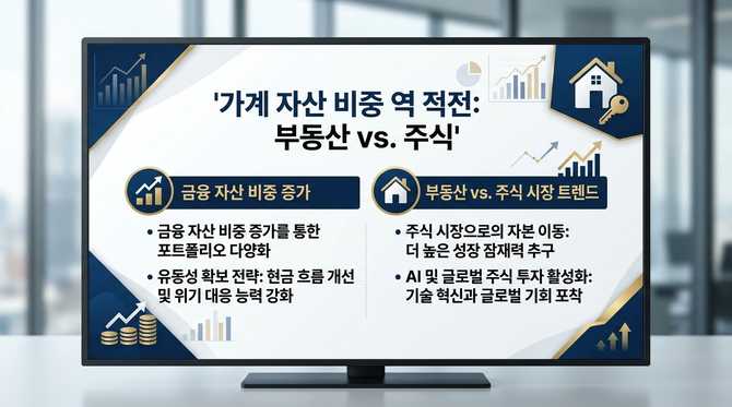 가계 자산 비중 역전: 부동산보다 주식이 우위인 시대, 투자 전략은?