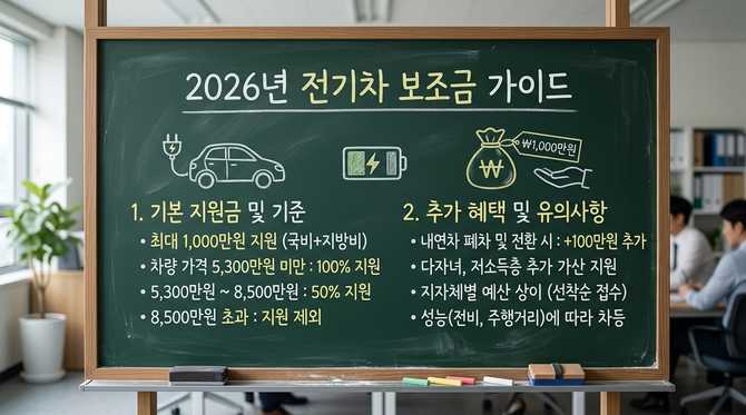 2026년 전기차 보조금 최대 1,000만원 받는 방법과 전략