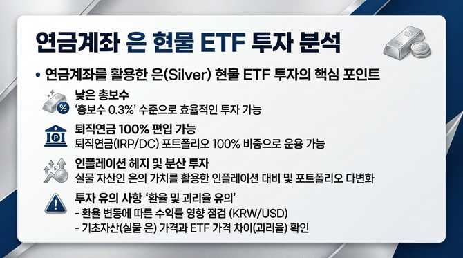 연금계좌에서 은 현물 투자 가능 ETF와 구조 분석