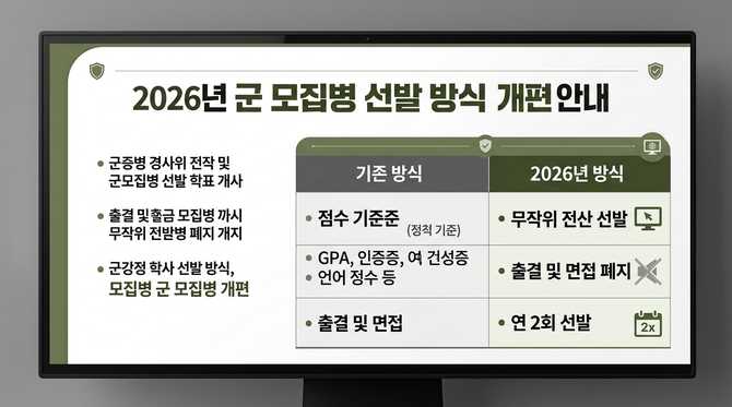 2026년 군 모집병 선발 방식 변화와 지원 전략 간단 정리